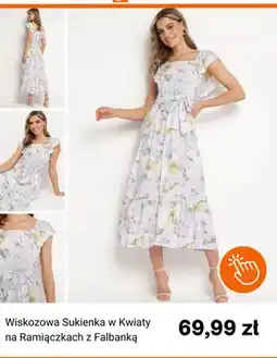 Born2be Sukienka wiskozowa w kwiaty na ramiączkach z falbanką Born2be oferta
