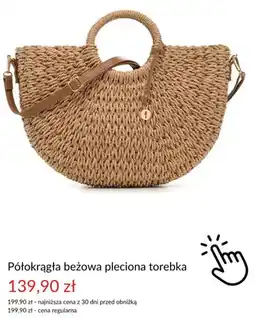 OCHNIK Półokrągła beżowa pleciona torebka oferta