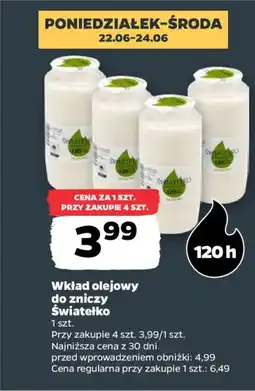Netto Wkład olejowy do zniczy Światełko oferta