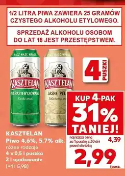 Kaufland Piwo Kasztelan Niepasteryzowane 4-pak oferta