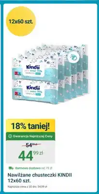ERLI Nawilżane chusteczki dla dzieci Kindii Pure Water 99% 12-pak oferta