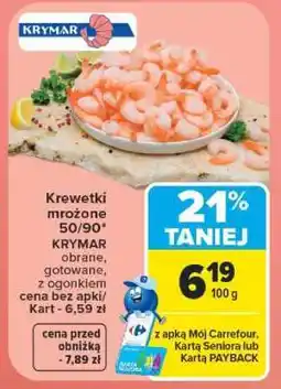 Carrefour KRYMAR Krewetki mrożone 50/90 oferta