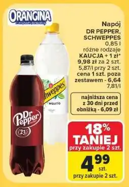 Carrefour Napój DR PEPPER, SCHWEPPES oferta