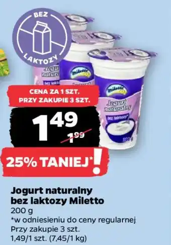 Netto Jogurt naturalny bez laktozy Miletto oferta