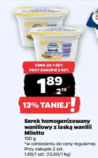 Netto Serek homogenizowany waniliowy z laską wanilii Miletto oferta