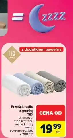 Carrefour Prześcieradło z gumką TEX z dodatkiem bawełny oferta