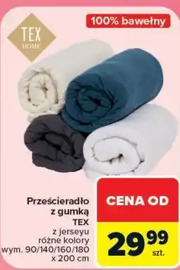 Carrefour Prześcieradło z gumką TEX 100% bawełny oferta