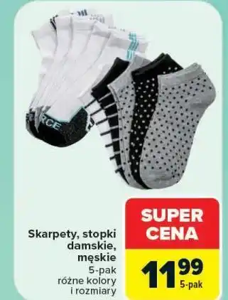 Carrefour Skarpety, stopki damskie, męskie 5-pak oferta