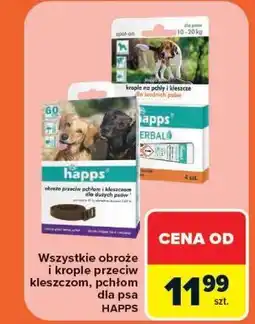Carrefour Wszystkie obroże i krople przeciw kleszczom, pchłom dla psa Happs oferta