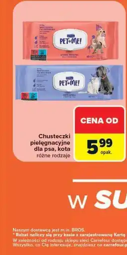Carrefour Chusteczki pielęgnacyjne dla psa, kota Pet Me! oferta