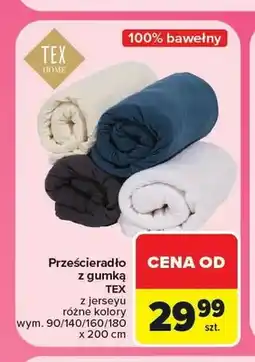 Carrefour Prześcieradło z gumką z jerseyu 100% bawełny TEX oferta