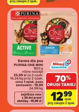 Carrefour Karma dla psa Purina One Mini Active oferta