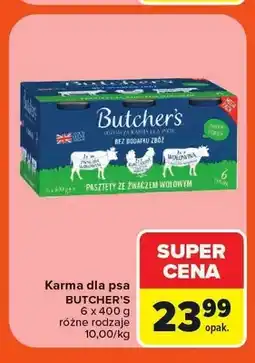 Carrefour Karma dla psa Butcher's Classic Pasztety ze żwaczem wołowym 6-pak oferta