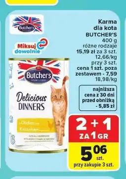 Carrefour Karma dla kota Butcher's Delicious Dinners kurczak oferta