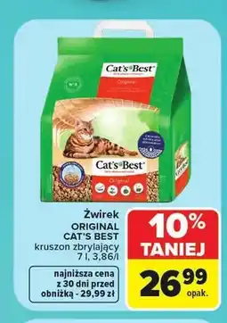 Carrefour Żwirek dla kota Cat's Best Original kruszon zbrylający oferta