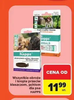 Carrefour Obroże i krople przeciw kleszczom, pchłom dla psa Happs oferta