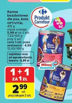 Carrefour Karma bezzbożowa dla psa Carrefour Optivital Beef & Game oferta