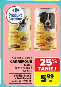 Carrefour Karma dla psa Carrefour Vitalive Adult Active oferta
