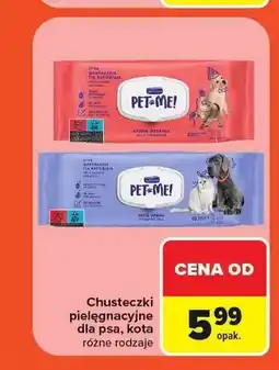Carrefour Chusteczki pielęgnacyjne dla psa i kota Pet Me! oferta