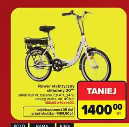 Carrefour Rower elektryczny składany Toplife 20 oferta