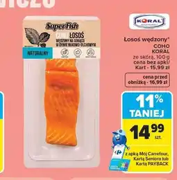 Carrefour Łosoś wędzony Coho Koral ze skórą oferta