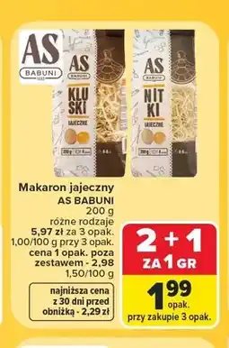 Carrefour Makaron jajeczny Klu-ski As Babuni oferta