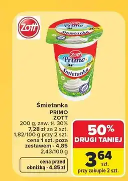 Carrefour Śmietanka Zott Primo 30% oferta