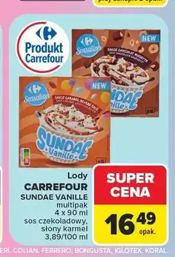 Carrefour Lody Carrefour Sundae Vanille słony karmel 4-pak oferta