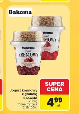 Carrefour Jogurt kremowy z wiśnią czereśnią i granolą Bakoma oferta