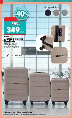 Biedronka Zestaw 3 walizek Wings Hawfinch szampańskie z polipropylenu oferta