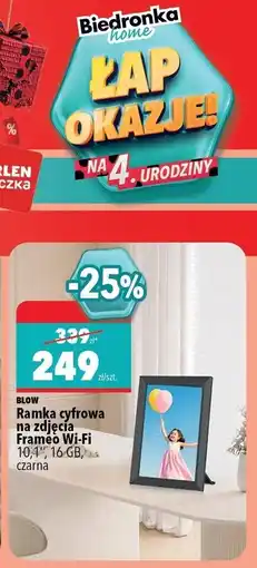 Biedronka Blow Ramka cyfrowa na zdjęcia Frameo Wi-Fi 10,1, 16 GB, czarna oferta