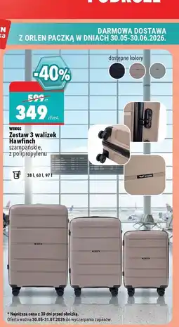 Biedronka Zestaw 3 walizek Hawfinch szampańskie, z polipropylenu oferta