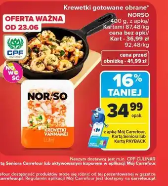 Carrefour Krewetki gotowane obrane NORSO oferta