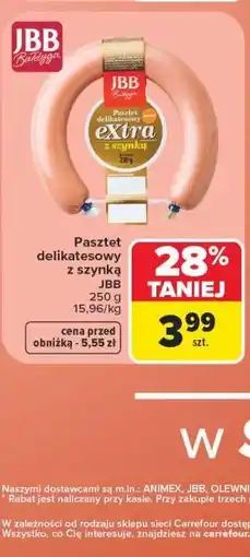 Carrefour Pasztet delikatesowy z szynką JBB oferta