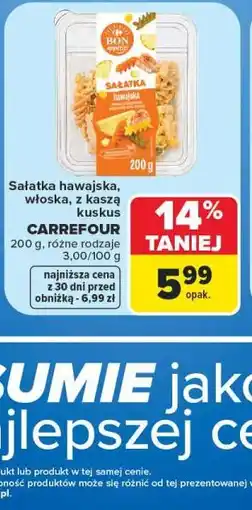 Carrefour Sałatka hawajska, włoska, z kaszą kuskus CARREFOUR oferta