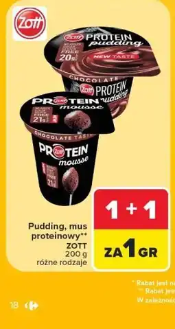 Carrefour Pudding, mus proteinowy ZOTT oferta