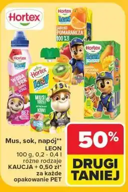 Carrefour Mus, sok, napój LEON oferta