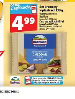 Topaz Ser kremowy w plastrach Cheddar Hochland oferta