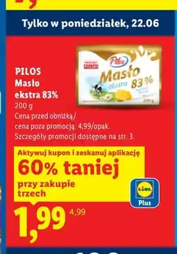 Lidl Masło ekstra 83% Pilos oferta