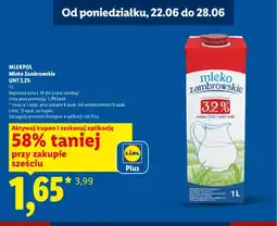 Lidl Mleko Zambrowskie UHT 3,2% Mlekpol oferta