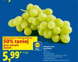 Lidl Winogrona jasne bezpestkowe oferta