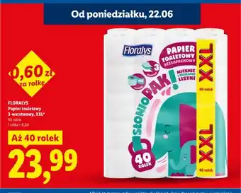 Lidl Papier toaletowy Floralys 3-warstwowy XXL oferta