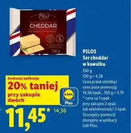 Lidl Ser cheddar w kawałku Pilos oferta