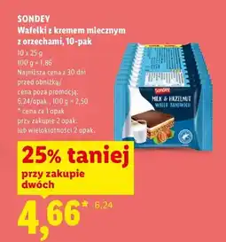 Lidl Wafelki Sondey z kremem mlecznym z orzechami 10-pak oferta