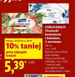 Lidl Chusteczki kosmetyczne Cien z balsamem 3-warstwowe oferta