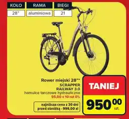 Carrefour Rower miejski 28 SCRAPPER RAILWAY 3.0 oferta