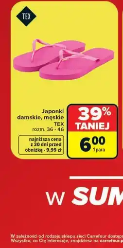 Carrefour Japonki damskie, męskie TEX oferta