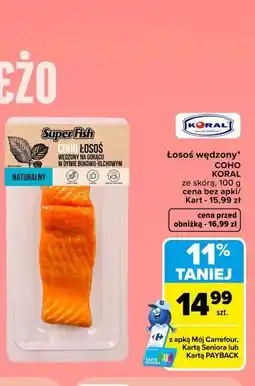 Carrefour Łosoś wędzony* COHO Koral ze skórą oferta