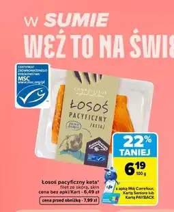 Carrefour Łosoś pacyficzny keta* filet ze skórą, skin oferta