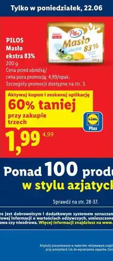 Lidl PILOS Masło ekstra 83% oferta
